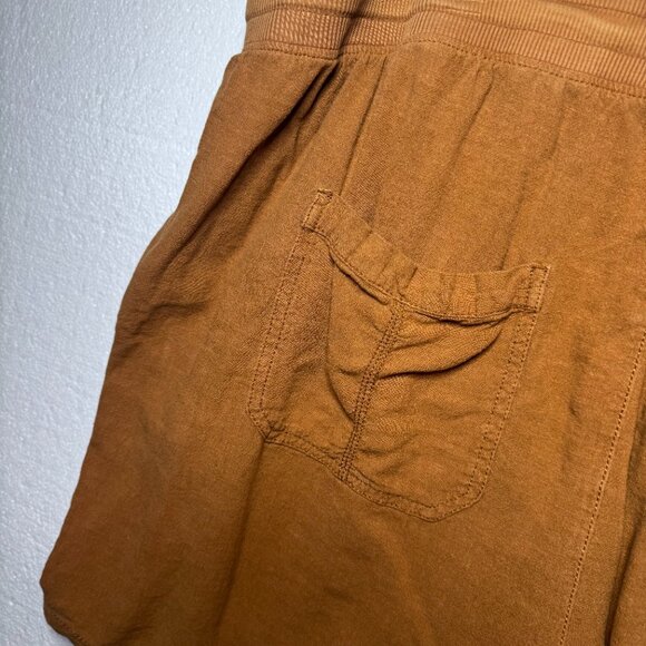 EVRI Womens Plus Sz 22 W Brown Elastic Waist Stretchy Casual Linen Blend Shorts - Picture 6 of 10